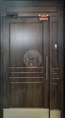 дверь тамбурная с отбойником, отделка шпонированный мдф-ДВ-1586